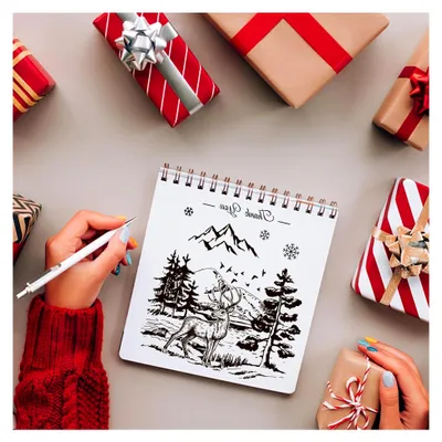 Produktbild von Weihnachten Hirsch Wald Silikon Stempel Schneeflocke Berg Baum Gummi Stempel Weihnachten Hintergrund Stempel Danke Stempel Weihnachtsbaum für Kartenherstellung DIY