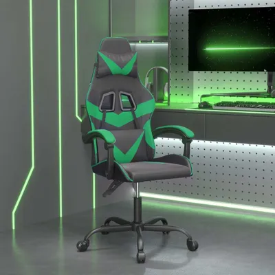 Image de The Living Store Chaise de jeu Pivotante Noir et Vert Similicuir