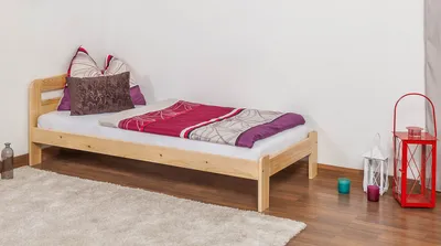 Produktbild von Einzelbett Kiefer Vollholz massiv natur A5, inkl. Lattenrost - Abmessung 90 x 200 cm
