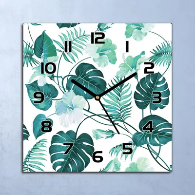 Produktbild von Wanduhr Echt-Glas-Küchenuhr Hawaii Tropisch Quarz Lautlos 30x30 Deko Bilder