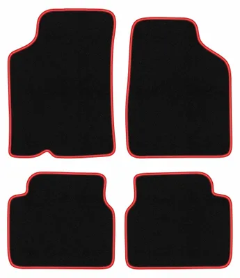 Productafbeelding van Velours automatten voor Kia Sephia I 1994-1997 (sedan) – 4-delig, zwart/rood, op maat – Wielganizator CARLUX