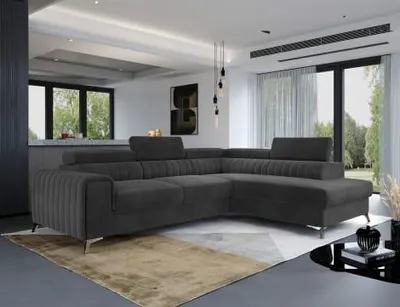 Produktbild von ELTAP Ecksofa Laurence, Dunkelgrau, mit Schlafsofa-Funktion und Bettkasten