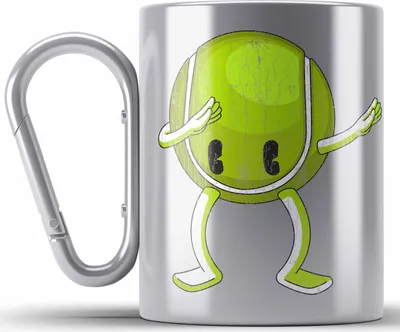 Produktbild von Trendation - Tennis Spieler Edelstahl Tasse Karabiner Geschenk Tennis-Trainer Coach Geschenkidee (Silber)