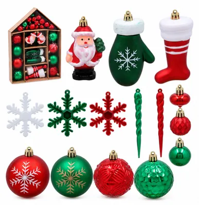 Imagen del producto de Aga Juego de adornos navideños 66 piezas Rojo/Verde/Blanco