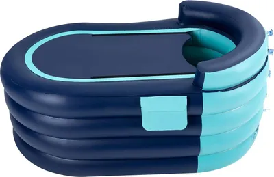 Produktbild von Aufblasbare Badewanne - Tragbare Badewanne für Erwachsene - Mit Luftpumpe - Faltbare PVC Camping-Badewanne - Rechteckig 84×140×74 cm - Blau