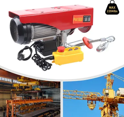 Obrázek produktu pro Elektrický lanový kladkostroj 1600 W, nosnost 500-1000 kg, výška zdvihu 6-12 m, červený