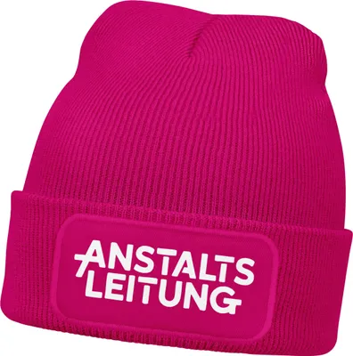 Produktbild von Damen Beanie Strickmütze mit Spruch Anstaltsleitung Aufdruck Lustig Damenmütze Moonworks®
