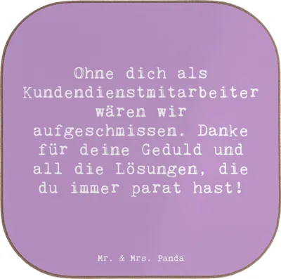 Produktbild von Mr. & Mrs. Panda unterleger Spruch Kundendienstmitarbeiter Held - Lavendeltraum - Geschenk, Coaster, perfekte Bestellung, Aufmerksamkeit, Bedanken, Alltag, besonderes