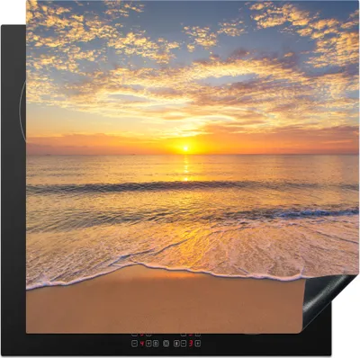 Produktbild von KitchenYeah© Herdabdeckplatte Strand - Sonnenuntergang - Meer , 78x78cm, Küche Deko, Glaskeramikkochfeld Herdabdeckung, Abdeckplatte fùr Kochfeld