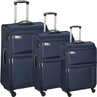 Produktbild von Leichter Koffer, 3-teiliges Trolley Set für Reise auf Räder Blau Bowatex