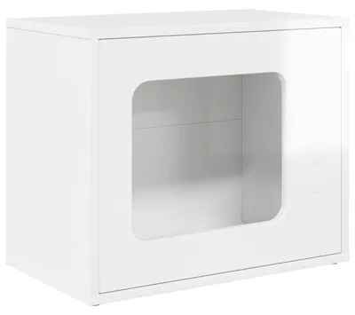 Image de vidaXL Maison pour chat, blanc brillant, 51 x 30 x 42,5 cm, aggloméré