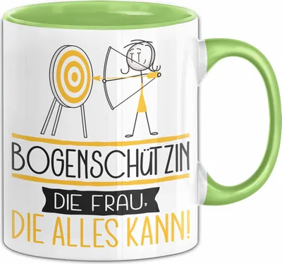 Produktbild von Bogenschützin Geschenk Tasse Becher Die Frau Die Allen Kann Geschenkidee für eine Bogenschützin Lustig (Grün)