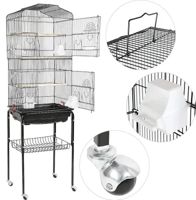 Image de WYCTIN Cage pour oiseaux Cage pour perruches avec roues 46*35.3*150.6cm