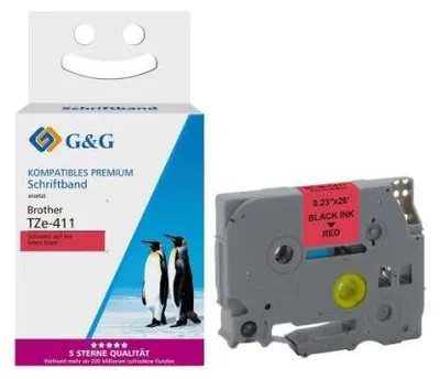 Produktbild von G&G Schriftband kompatibel mit Brother TZe-411