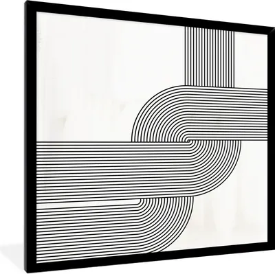 Produktbild von MuchoWow® Gerahmtes Poster Kunst - Abstrakt - Schwarz - Weiß 40x40 cm - Poster mit Schwarzem Bilderrahmen Wandposter Rahmen Foto Bilder - Mit Rahmen - Wanddekoration Schlafzimmer