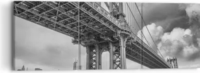 Produktbild von Bild auf Leinwand - Leinwandbild - 3 Teile - Manhattan Brücke Schwarzweiß - 90x30cm - Wand Bild - Wanddeko - Wandbilder - Leinwanddruck - Bilder - Wanddekoration - Leinwand bilder - CA90x30-4156
