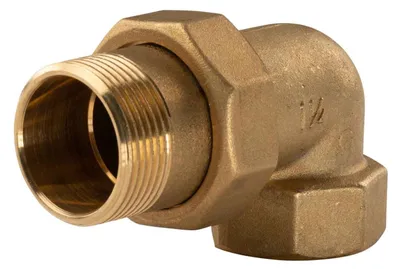 Produktbild von Messing Gewinde-Fitting Winkelverschraubung 90° flachdichtend 1 1/4'IG - 1 1/4'AG (DN 32) - schwere Ausführung