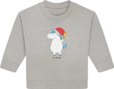 Produktbild von Mr. & Mrs. Panda Organic Baby Pullover Einhorn Weihnachtsmann 24. - 36. Monat - Heather Grey - Geschenk, Schokolade, Bullover, Nikolaus, Unicorn, Weihnachten, Gin