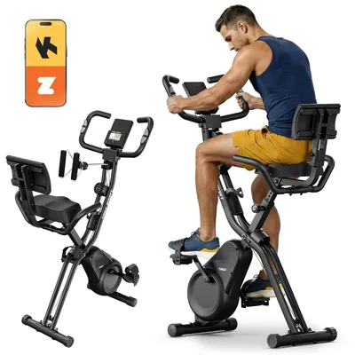 Produktbild von TREX SPORT Heimtrainer Fahrrad klappbar mit Expander TX-390XB TRIBER | 10 Stufen, 7 Sitzhöhen, Fitnessbike bis 120 kg, Bluetooth, Pulssensoren, leise