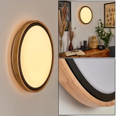 Produktbild von Campertogno »Campertogno« Deckenlampe, Metall/Holz/Kunststoff, Natur/Schwarz/Weiß