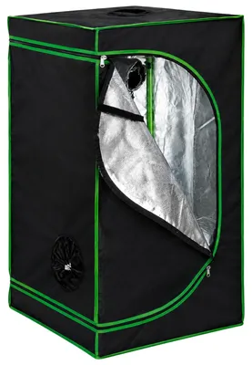Produktbild von Growbox Zuchtzelt Indoor mit 3-in-1 Messgerät, lichtdicht, Oxford 600D, innen reflektierend, 120x60x180 cm, Schwarz