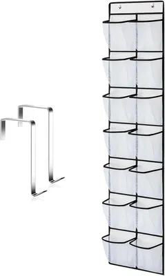 Obrázok produktu pre Organizér na topánky na dvere, 14 vreciek, úsporný organizér na topánky, biely, pre šatník