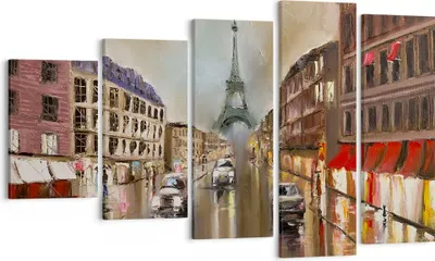 Produktbild von Bild auf Leinwand - Leinwandbild - Paris Turm Straße - 100x60cm - Wand Bild - Wanddeko - Wandbilder - Leinwanddruck - Bilder - Kunstdruck - Wanddekoration - Leinwand bilder - Wandkunst - EG100x60-3431