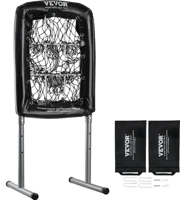 Obrázek produktu pro VEVOR Pitching Net Pitching Target Výškově nastavitelný 254 mm / 355,6 mm / 457,2 mm, baseballové a softballové tréninkové vybavení s 9 otvory pro mládež a dospělé, přenosný design s rychlou montáží, černý