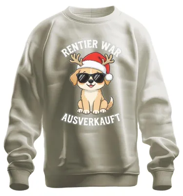 Produktbild von Rentier war t Hund Sonnenbrille Weihnachten Lustig Sweatshirt Pullover, Natur, L