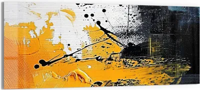 Produktbild von DEQORI Glasbild Echtglas 125x50 cm 'Gelbschwarze Lebendigkeit' Wandbild Bild modern Deko