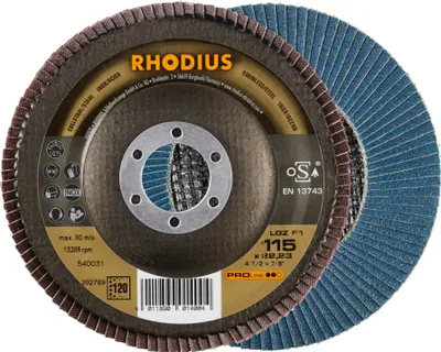 Produktbild von Rhodius Schleifscheibe LGZ F1 115x22,23mm K120 Edelstahl Proline - 202789