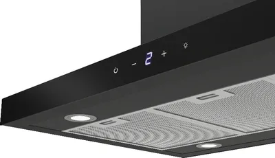 Produktbild von Dunstabzugshaube Inselhaube 90 cm Kaminhaube Schwarz matt Touch Control Respekta