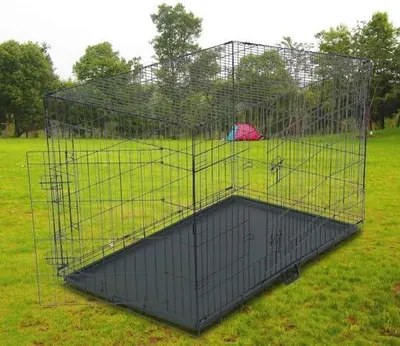 Produktbild von Zusammenklappbarer Hundekäfig mit 2 Türen, Hundehöhle und Hundebox für das Auto mit Bodenschale, (XXL) 121 x 74 x 81 cm