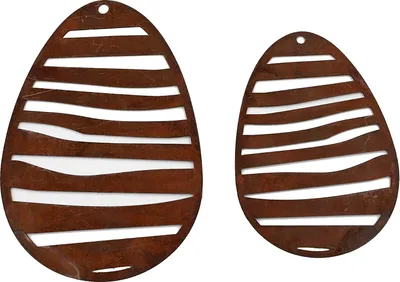 Produktbild von Rost Deko Ostereier Hängedeko | 2er Set im "Streifenlook" | Edelrost Ostereier zum aufhängen
