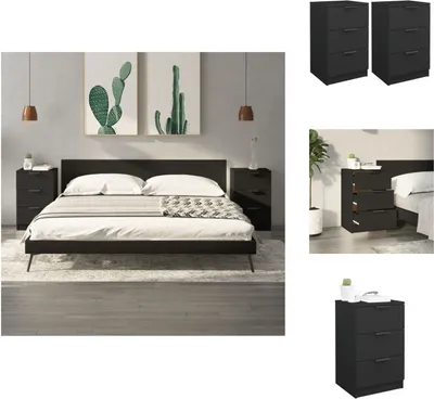 Image de vidaXL Tables de chevet 2 pcs. noir 40x36x65 cm - Tables de chevet