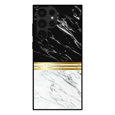Produktbild von Smartphonica Handytasche für Samsung Galaxy S22 Ultra Marmor-Look - Rückseite Abdeckung Marmor Fall - Schwarz Weiß