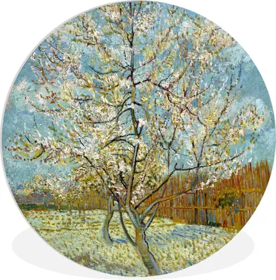 Produktbild von MuchoWow® Rundes Wandbild - Runde Bilder Blühender Pfirsichbaum - Vincent van Gogh Ø 30 cm Kreis Wanddekoration Kunststoff - Wandkreis - Wandschmuck - Schlafzimmer - Bilder - Der Kreis - Kunst für die Wohnung - Plastik - Kunstdruck - Wandbild