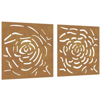 Obrázok produktu pre Záhradné dekorácie 2 ks 55x55 cm, cortenová oceľ, ruža