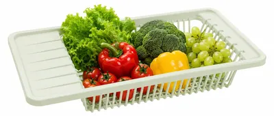 Immagine prodotto di BAYLI - Scolapasta verde chiaro, 45,5 x 21 x 8,5 cm. Scolapasta per la cucina, colino, scolapasta, realizzato in plastica. Ideale per verdure, frutta, insalate. Impilabile, utile accessorio per la cucina