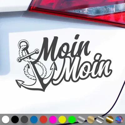 Produktbild von PantherPixel Moin Moin Aufkleber Anker Nordsee Ostsee Küste Sticker Auto Geschenkidee Farbe Dunkelgrau
