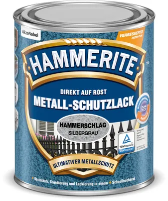 Produktbild von Hammerite Metallschutzlack Hammerschlag, 3in1 Rostschutz für Metall, Silbergrau, 750 ml
