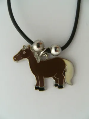 Produktbild von Kette Pferd, Modeschmuck Anhänger emailliert Pony Pferde Tier Tiere