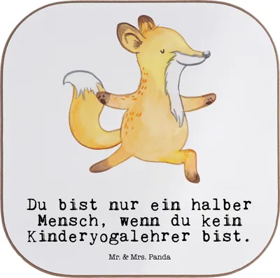 Produktbild von Mr. & Mrs. Panda Untersetzer Glas Kinderyogalehrer Herz - Weiß - Geschenk, für Gläser, Flaschenuntersetzer, Tasse, Tischschoner, Coaster, gläseruntersetzer