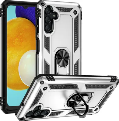 Produktbild von Galaxy A13 5G Hülle, Dual Layer Militäre Fallschutz Schutzhülle mit Ringhalterung Ständer für Samsung Galaxy A13 5G Silber