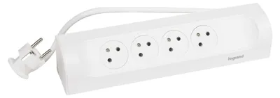 Legrand prodlužovací kabel 1 m / 4 zásuvky / bílá-černá / PVC / 1,5 mm2