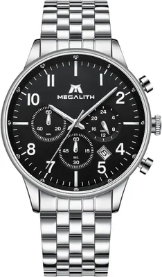 Produktbild von Chronograph Herren Uhr Silber Schwarz Analog Quarz Armbanduhr mit Kalender Edelstahlarmband – Elegante Herrenuhr als perfektes Geschenk für Männer