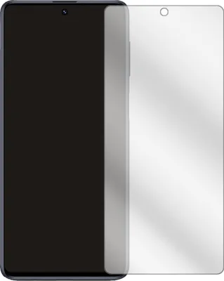A smartphone screen protector is shown next to a smartphone.