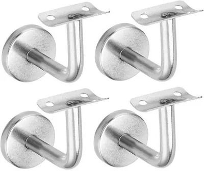 Productafbeelding van Rode staalpoten van roestvrij staal 304 (zonder schroeven) | Set van 4 gebogen stappenpoten | Stevige wandbevestiging met voorgeboorde gaten | Geschikt voor trapconstructies en deurposten | Robuuste metalen constructie