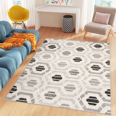 Image de Tapis à poils courts Salon Chambre à coucher Chambre d'adolescent Gris Design moderne ÖKOTEX 140 x 200 cm