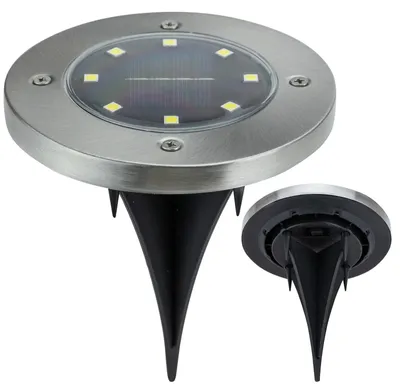 Zdjęcie produktu dla Lampa ogrodowa solarna 8 LED najazdowa czujnik zmierzchu lampka gruntowa do ogrodu podjazdu tarasu biały zimny